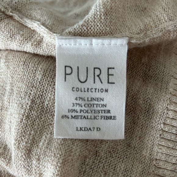 Pure collection linen blend striped cardigan beige tan sz US 6 - Picture 8 of 12